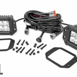 2-INCH SQUARE FLUSH MOUNT CREE LED LIGHTS - (PAIR | CHROME SERIES W/ COOL WHITE DRL)