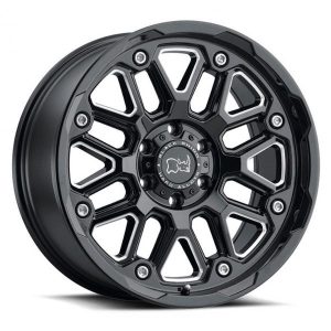 BLACK RHINO HOLLISTER 17x9.5 5/127 ET-18 CB71.6 GLOSS BLACK W/MILLED SPOKE